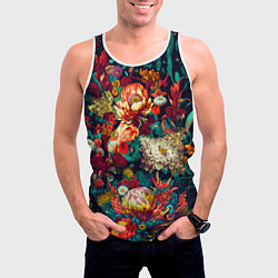 Майка-безрукавка мужская Цветочный паттерн с цветами и листьями, цвет: 3D-белый — фото 2