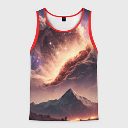 Майка-безрукавка мужская Космос и звезды в небе над горами, цвет: 3D-красный