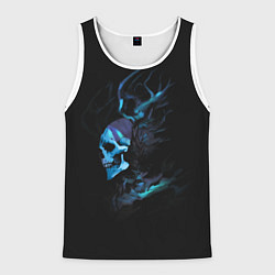 Майка-безрукавка мужская Blue skeleton with horns, цвет: 3D-белый