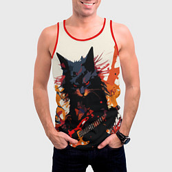 Майка-безрукавка мужская Black rocker cat on a light background - C-Cats co, цвет: 3D-красный — фото 2
