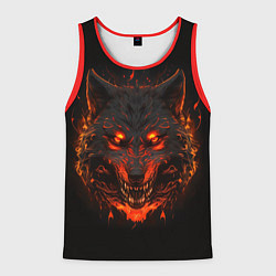 Майка-безрукавка мужская Морда огненного волка, цвет: 3D-красный