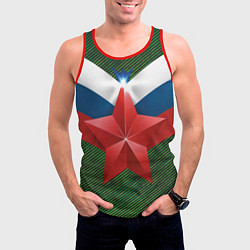 Майка-безрукавка мужская Звезда на фоне флага, цвет: 3D-красный — фото 2