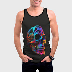 Майка-безрукавка мужская Неоновый череп, цвет: 3D-черный — фото 2