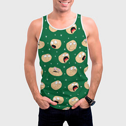 Майка-безрукавка мужская Картофелины с лицом кричат: мемы на зеленом фоне, цвет: 3D-белый — фото 2
