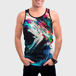 Майка-безрукавка мужская Разноцветные мазки краски, цвет: 3D-черный — фото 2