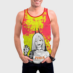 Майка-безрукавка мужская Пауэр - без пальцев, цвет: 3D-красный — фото 2