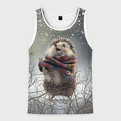 Майка-безрукавка мужская Радостный ежик, цвет: 3D-белый