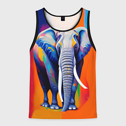 Майка-безрукавка мужская Слон красочный, цвет: 3D-черный