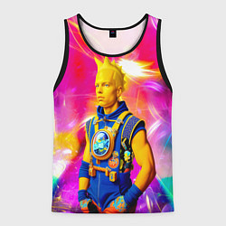 Майка-безрукавка мужская Барт Симпсон - крутой чувак - нейросеть, цвет: 3D-черный