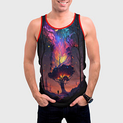 Майка-безрукавка мужская Огненное дерево в звездном лесу, цвет: 3D-красный — фото 2