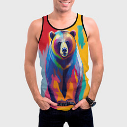 Майка-безрукавка мужская Медведь красочный, цвет: 3D-черный — фото 2