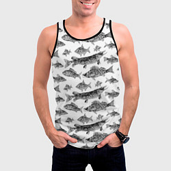 Майка-безрукавка мужская Паттерн на каждый день о рыбалке, цвет: 3D-черный — фото 2