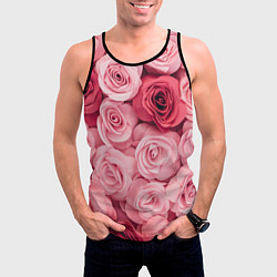 Майка-безрукавка мужская Чайная пыльная роза - нежно розовый цветок, цвет: 3D-черный — фото 2