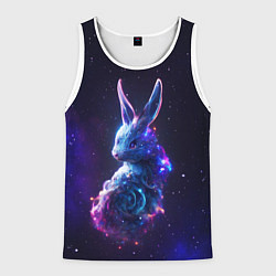 Майка-безрукавка мужская Космический звёздный кролик, цвет: 3D-белый