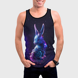 Майка-безрукавка мужская Космический звёздный кролик, цвет: 3D-черный — фото 2