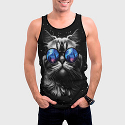 Майка-безрукавка мужская Кот видит млечный путь, цвет: 3D-черный — фото 2
