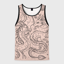 Майка-безрукавка мужская Дракон - унесенные призраками: тату на бежевом, цвет: 3D-черный