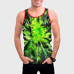 Майка-безрукавка мужская Fractal green explosion, цвет: 3D-красный — фото 2