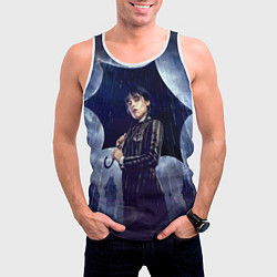 Майка-безрукавка мужская Уэнсдей Аддамс с зонтом, цвет: 3D-белый — фото 2