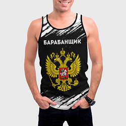 Майка-безрукавка мужская Барабанщик из России и герб РФ, цвет: 3D-черный — фото 2