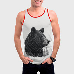 Майка-безрукавка мужская Нарисованный медведь, цвет: 3D-красный — фото 2