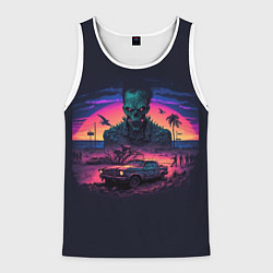 Майка-безрукавка мужская Zombie Retrowave, цвет: 3D-белый