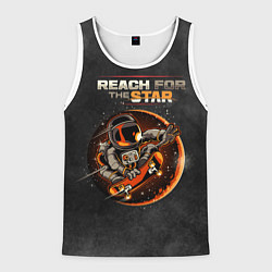 Майка-безрукавка мужская Космонавт на скейте, цвет: 3D-белый