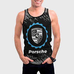 Майка-безрукавка мужская Porsche в стиле Top Gear со следами шин на фоне, цвет: 3D-черный — фото 2