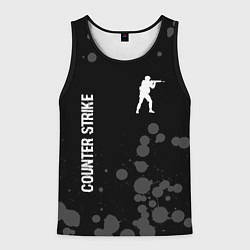 Майка-безрукавка мужская Counter Strike glitch на темном фоне: надпись, сим, цвет: 3D-черный