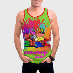 Майка-безрукавка мужская Among us splash meeting, цвет: 3D-красный — фото 2