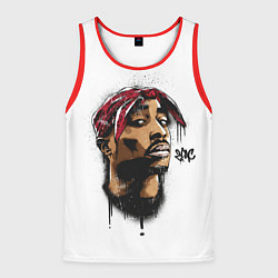 Майка-безрукавка мужская 2Pac - Тупак Шакур, цвет: 3D-красный