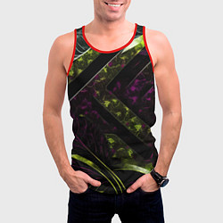 Майка-безрукавка мужская Темные фиолетовые и зеленые вставки, цвет: 3D-красный — фото 2