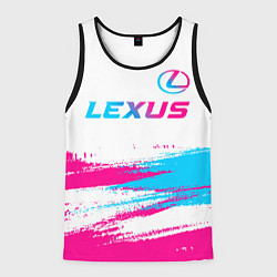 Майка-безрукавка мужская Lexus neon gradient style: символ сверху, цвет: 3D-черный