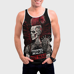 Майка-безрукавка мужская Punks not dead, цвет: 3D-белый — фото 2