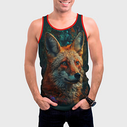Майка-безрукавка мужская Лис в цветах, цвет: 3D-красный — фото 2