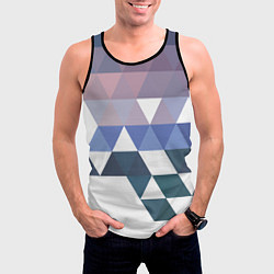 Майка-безрукавка мужская Абстрактные разноцветные треугольники в паттерне, цвет: 3D-черный — фото 2