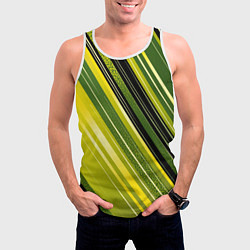 Майка-безрукавка мужская Травяной линейный дизайн, цвет: 3D-белый — фото 2