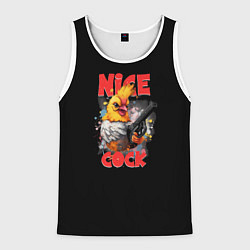 Майка-безрукавка мужская Chicken gun nice cock, цвет: 3D-белый