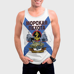 Майка-безрукавка мужская Морская пехота - где мы, там победа!, цвет: 3D-белый — фото 2