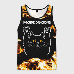 Майка-безрукавка мужская Imagine Dragons рок кот и огонь, цвет: 3D-черный