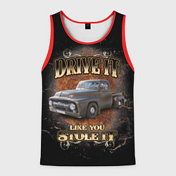 Майка-безрукавка мужская Хот род на базе машины 50-х годов Ford F-100, цвет: 3D-красный