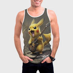 Майка-безрукавка мужская Pikachu rock, цвет: 3D-белый — фото 2