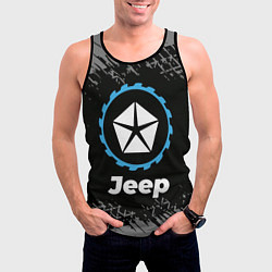 Майка-безрукавка мужская Jeep в стиле Top Gear со следами шин на фоне, цвет: 3D-черный — фото 2