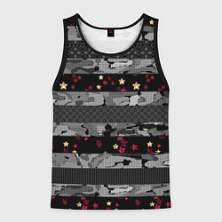 Майка-безрукавка мужская Узор в стиле полосатый пэчворк, цвет: 3D-черный