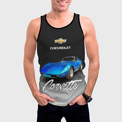 Майка-безрукавка мужская Синий Chevrolet Corvette 70-х годов, цвет: 3D-черный — фото 2