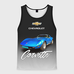 Майка-безрукавка мужская Синий Chevrolet Corvette 70-х годов, цвет: 3D-черный