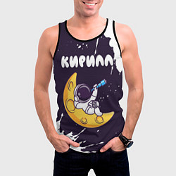 Майка-безрукавка мужская Кирилл космонавт отдыхает на Луне, цвет: 3D-черный — фото 2