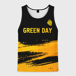 Майка-безрукавка мужская Green Day - gold gradient: символ сверху, цвет: 3D-черный