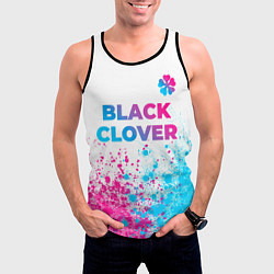 Майка-безрукавка мужская Black Clover neon gradient style: символ сверху, цвет: 3D-черный — фото 2