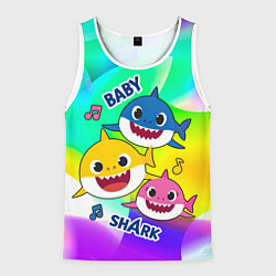 Майка-безрукавка мужская Baby Shark Brooklyn and friends, цвет: 3D-белый